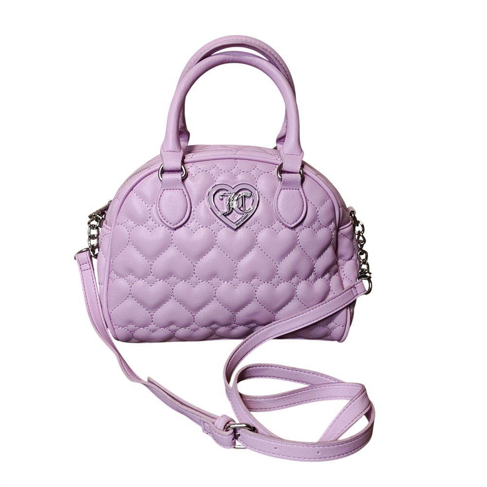 Juicy Couture Satchel Women Small Pink Heart Quilted Crossbody Bag Domed Purse